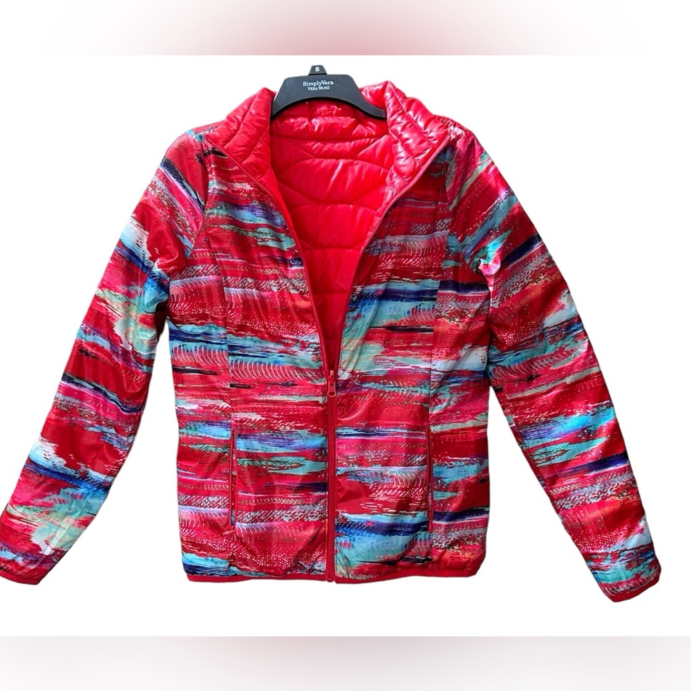 Reversible SO Quilted Puffy Puffer Zip Up Jacket Pockets Waterproof Size Small - Picture 3 of 13